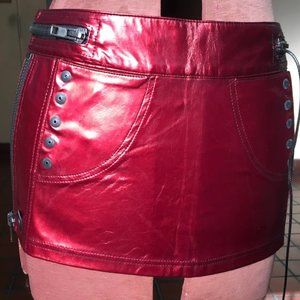 LIP SERVICE CHERRY RED PVC MINI SKIRT SIZE M